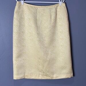 Collections by Le Suit‎ Yellow Floral Jacquard Pencil Skirt Size 14